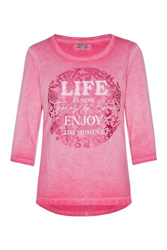 SOCCX Damen Shirt mit 3/4-Arm und rundem Print Happy Pink XXL von SOCCX
