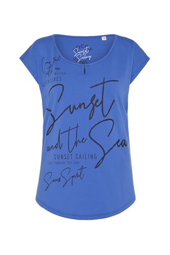 SOCCX Damen Shirt mit tonigem Glossy Wording Print Vividblue L von SOCCX