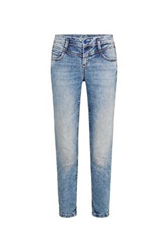 SOCCX Damen Slim Fit Jeans KI:RY mit Doppelknopf Vintage Blue 32 von SOCCX