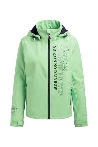 SOCCX Damen Softshelljacke mit Kapuze und Glossy Prints Milky Green, L von SOCCX