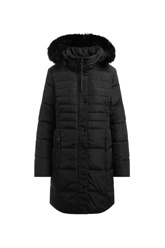 SOCCX Damen Stepp-Parka mit abtrennbarer Kapuze und Kunstfell Black, Xxxl von SOCCX