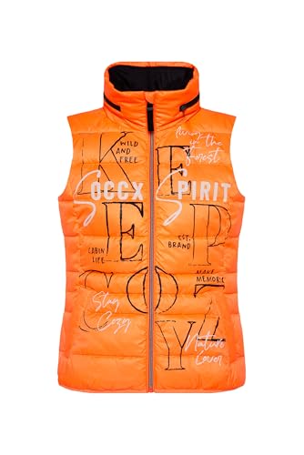 SOCCX Damen Steppweste mit Label Prints und Kapuze im Kragen Brilliant Orange Neon, Xl von SOCCX