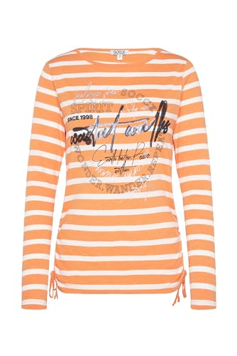 SOCCX Damen Streifenshirt mit seitlicher Raffung Apricot Blush/Ivory M von SOCCX