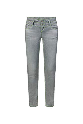 SOCCX Damen Stretchjeans KA:RA mit Breiten Kontrastnähten Light Grey Used 28 34 von SOCCX