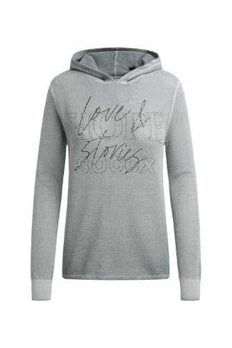 SOCCX Damen Strick-Hoodie mit Mesh-Struktur und Artwork Lunar Grey, XXL von SOCCX