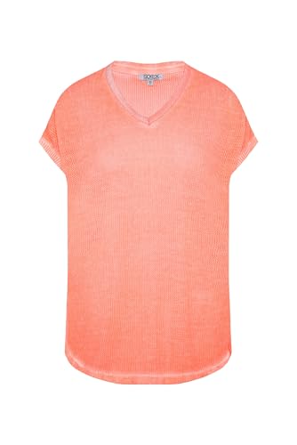 SOCCX Damen Strickshirt mit Meshstruktur und Rücken-Print Electric Orange, S von SOCCX
