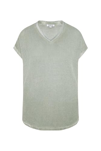 SOCCX Damen Strickshirt mit Meshstruktur und Rücken-Print Faded Olive, Xs von SOCCX