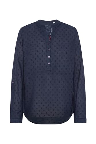 SOCCX Damen Strukturierte Bluse mit Tunika-Ausschnitt Blue Navy, L von SOCCX