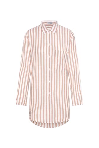 SOCCX Damen Strukturierte Longbluse mit Streifenmuster Milky Beige, XXXL von SOCCX