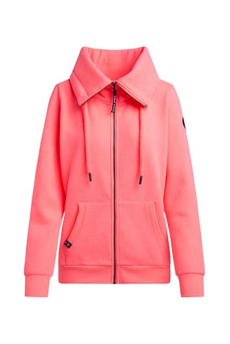 SOCCX Damen Sweatjacke mit hohem Kragen Neon Pink, XXL von SOCCX