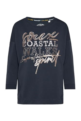 SOCCX Damen Sweatshirt mit Pailletten-Wording Horizon Navy L von SOCCX