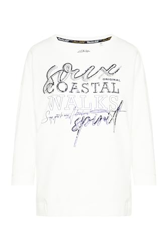SOCCX Damen Sweatshirt mit Pailletten-Wording Ivory XXXL von SOCCX