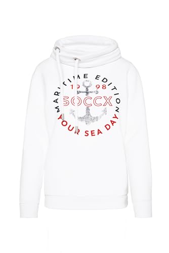 SOCCX Damen Sweatshirt mit hohem Kragen und Artwork Opticwhite M von SOCCX