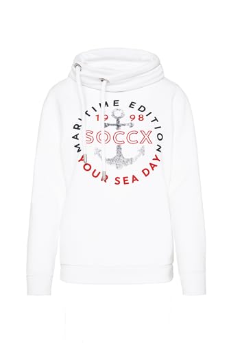 SOCCX Damen Sweatshirt mit hohem Kragen und Artwork Opticwhite S von SOCCX