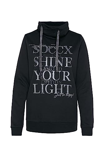 SOCCX Damen Sweatshirt mit hohem Kragen und Artwork Black L von SOCCX