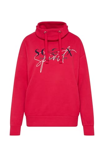 SOCCX Damen Sweatshirt mit hohem Kragen und Logo Print Clear Red XL von SOCCX