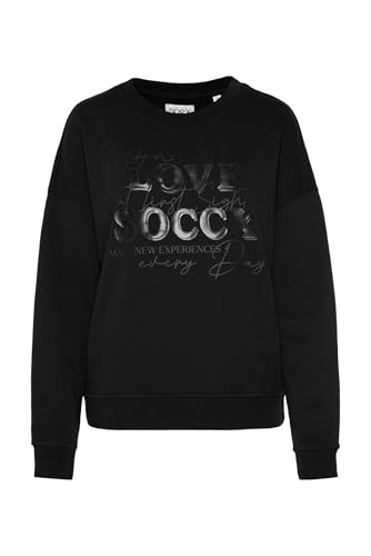 SOCCX Damen Sweatshirt mit überschnittenen Schultern Black L von SOCCX