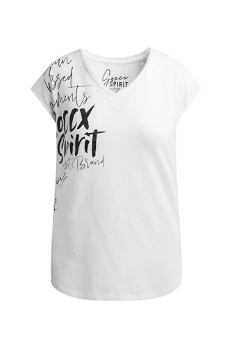 SOCCX Damen Ärmelloses Shirt mit V-Ausschnitt und Prints Opticwhite, L von SOCCX