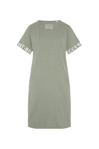 SOCCX Damen T-Shirt-Kleid mit Logo-Saum am Ärmel Faded Olive, XXL von SOCCX