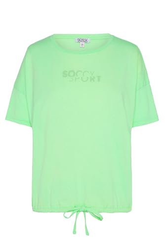 SOCCX Damen T-Shirt Oversized mit Bindebandsaum Peppy Green, S von SOCCX