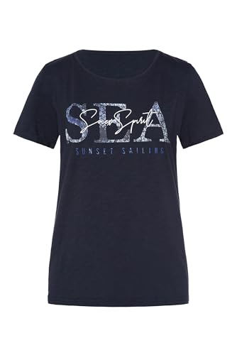 SOCCX Damen T-Shirt Relaxed Fit mit Artwork Blue Navy L von SOCCX