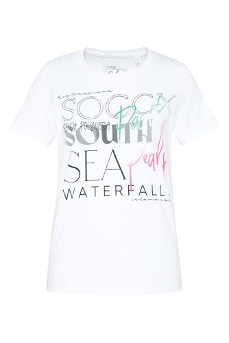 SOCCX Damen T-Shirt Rundhals mit Logo Print Opticwhite, XXL von SOCCX