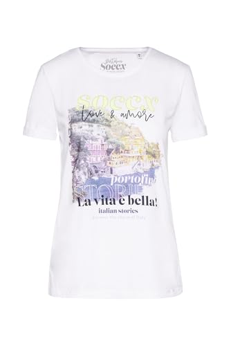 SOCCX Damen T-Shirt Rundhals mit Photoprint Opticwhite, L SOCCX Damen T-Shirt Rundhals mit Photoprint Opticwhite, L von SOCCX