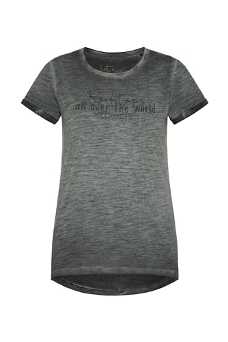 SOCCX Damen T-Shirt im Used Look mit Label Prints Green Shadow, XL von SOCCX
