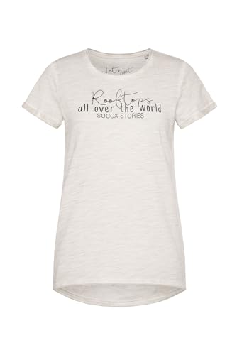 SOCCX Damen T-Shirt im Used Look mit Label Prints Silvery, XXL von SOCCX