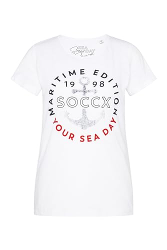 SOCCX Damen T-Shirt mit Anker-Print Opticwhite Xs von SOCCX