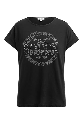 SOCCX Damen T-Shirt mit Artwork aus Schmucksteinen Black, XXL von SOCCX