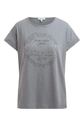 SOCCX Damen T-Shirt mit Artwork aus Schmucksteinen Lunar Grey, XXL von SOCCX