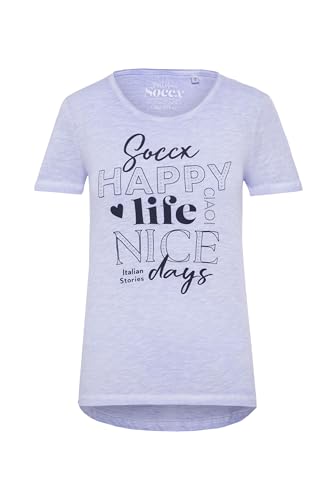 SOCCX Damen T-Shirt mit Glitter Wording Print Soft Sky, Xs SOCCX Damen T-Shirt mit Glitter Wording Print Soft Sky, Xs von SOCCX