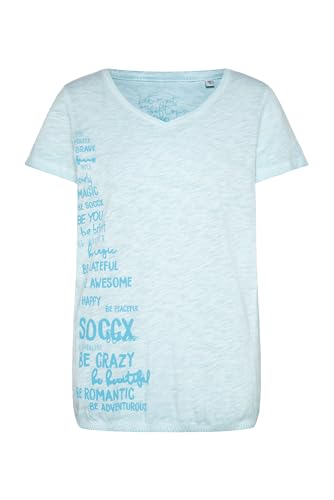 SOCCX Damen T-Shirt mit Gummizugsaum und Label Print Fresh Breeze, M von SOCCX