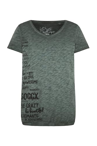 SOCCX Damen T-Shirt mit Gummizugsaum und Label Print Green Shadow, L SOCCX Damen T-Shirt mit Gummizugsaum und Label Print Green Shadow, L von SOCCX