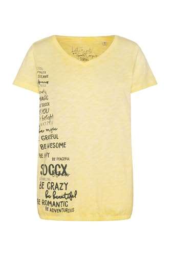 SOCCX Damen T-Shirt mit Gummizugsaum und Label Print Soft Yellow, XXL von SOCCX