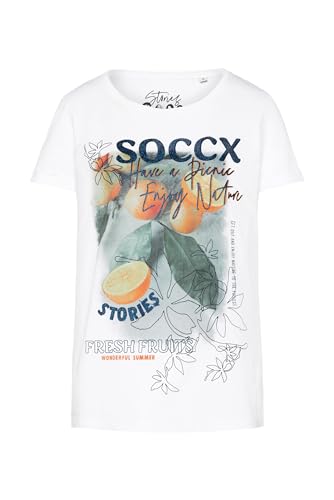SOCCX Damen T-Shirt mit Label Print Opticwhite Xs von SOCCX