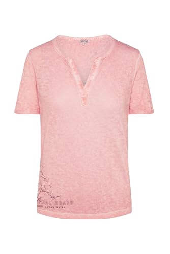 SOCCX Damen T-Shirt mit Leinen-Optik und Rücken-Print Beachy Red, S von SOCCX