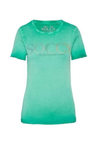 SOCCX Damen T-Shirt mit Logo aus bunten Schmucksteinen Active Green XL von SOCCX