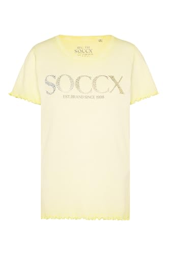SOCCX Damen T-Shirt mit Logo aus bunten Schmucksteinen Faded Yellow Xs von SOCCX