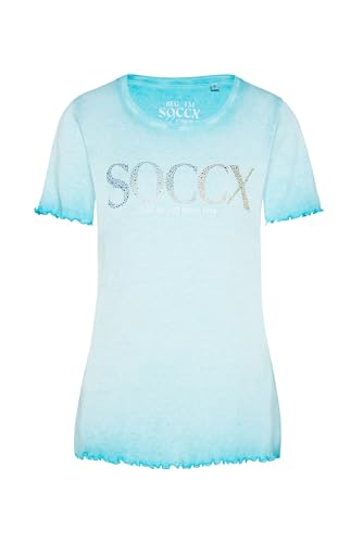 SOCCX Damen T-Shirt mit Logo aus bunten Schmucksteinen Lagoon Blue S von SOCCX