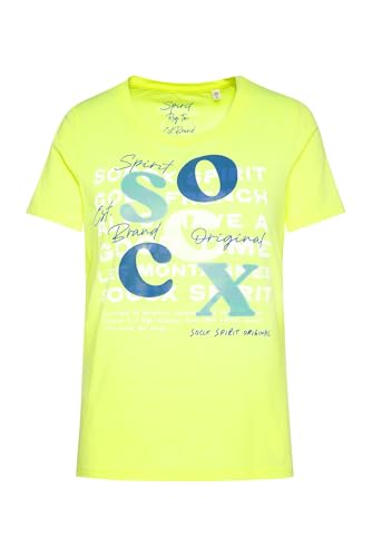 SOCCX Damen T-Shirt mit Rundhalsausschnitt und Print Yellow Lime L von SOCCX