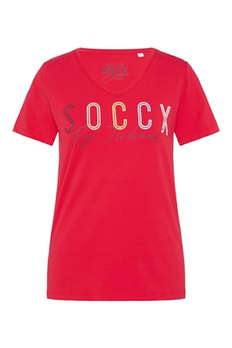 SOCCX Damen T-Shirt mit V-Ausschnitt Clear Red XXXL von SOCCX