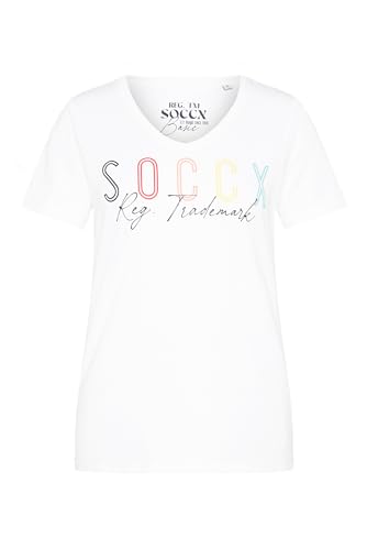 SOCCX Damen T-Shirt mit V-Ausschnitt Opticwhite L von SOCCX