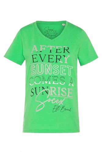 SOCCX Damen T-Shirt mit V-Ausschnitt und Artwork Bright Kiwi XXL von SOCCX