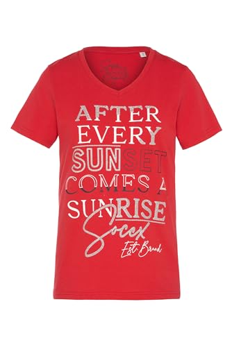 SOCCX Damen T-Shirt mit V-Ausschnitt und Artwork Red XL von SOCCX