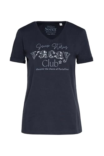 SOCCX Damen T-Shirt mit V-Ausschnitt und Pailletten-Artwork Deep Sea, M von SOCCX