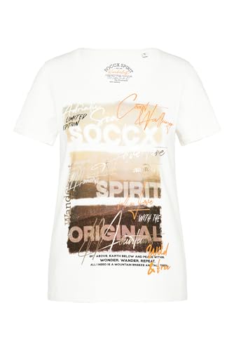 SOCCX Damen T-Shirt mit V-Ausschnitt und Print Ivory M von SOCCX