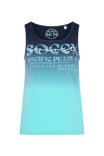 SOCCX Damen Tanktop mit Dip-Dye-Effekt und Print Blue Navy, L von SOCCX