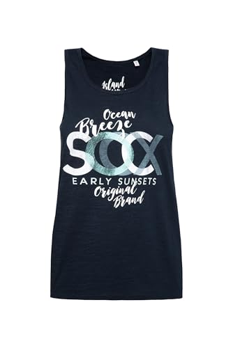 SOCCX Damen Tanktop mit Label Print Blue Navy, XXL SOCCX Damen Tanktop mit Label Print Blue Navy, XXL von SOCCX